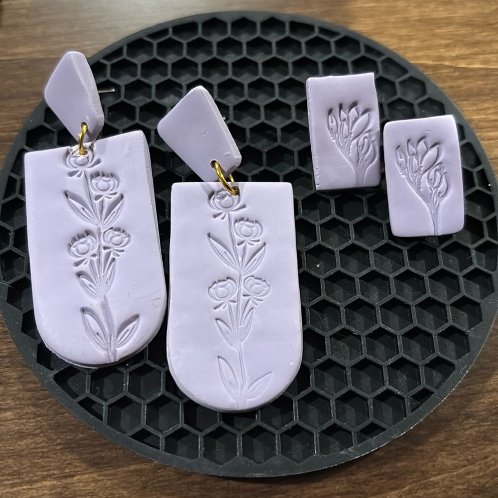 Floral Lavender dangle and stud earrings
